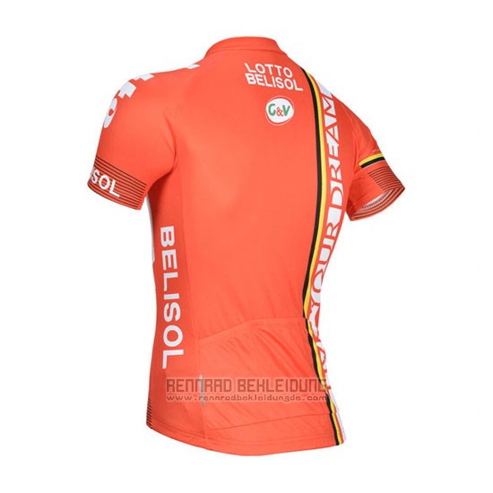 2014 Fahrradbekleidung Lotto Belisol Orange Trikot Kurzarm und Tragerhose - zum Schließen ins Bild klicken